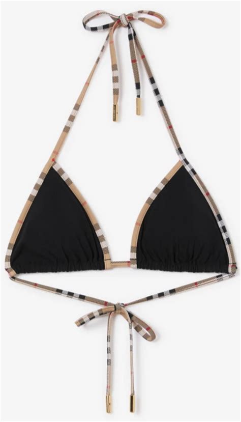 Check Trim Triangle Bikini in Black 